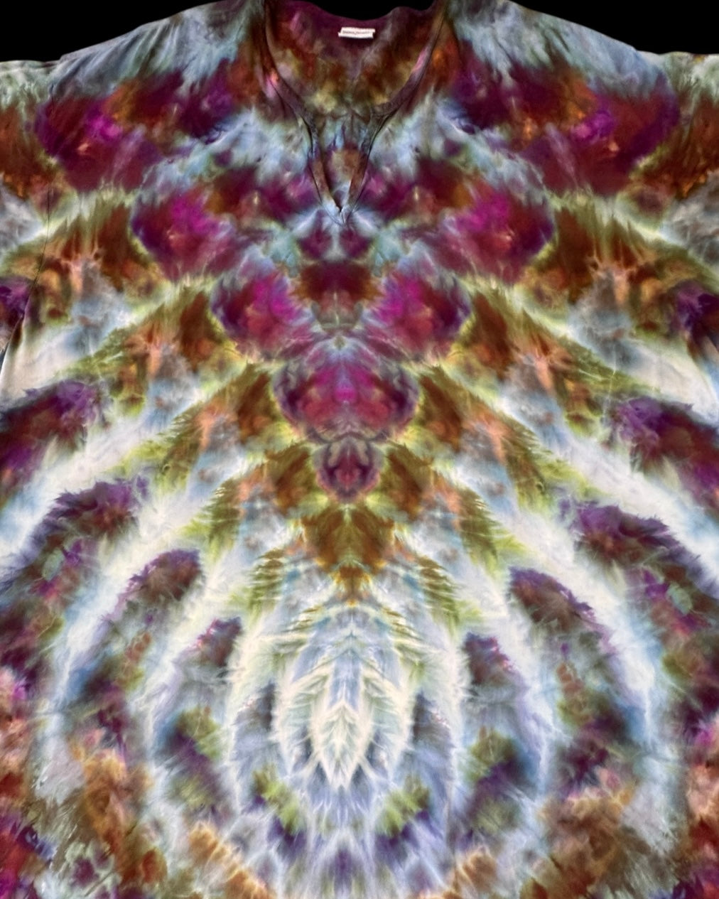 L - ice dyed mirrored cosmic rolled rayon kaftan