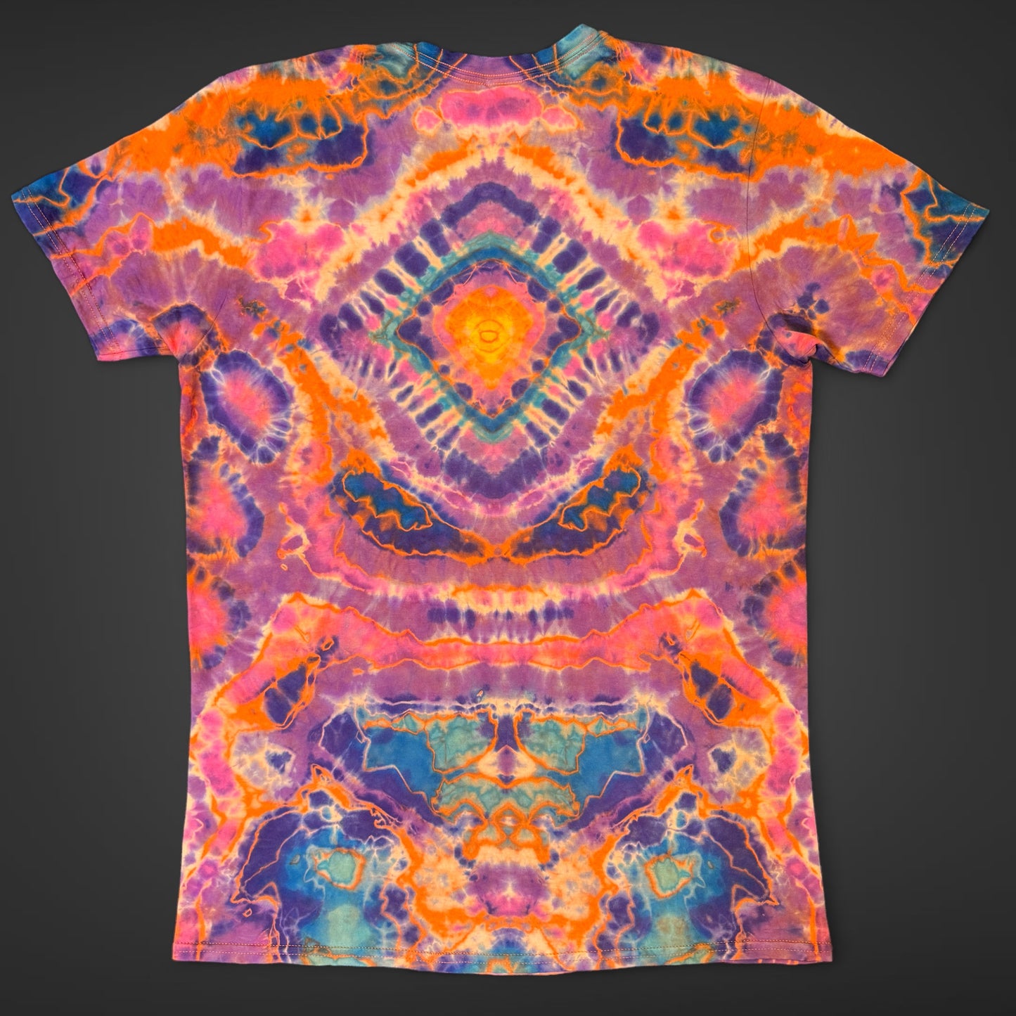 L - orange reverse dyed mandala kenney trip style combo tee