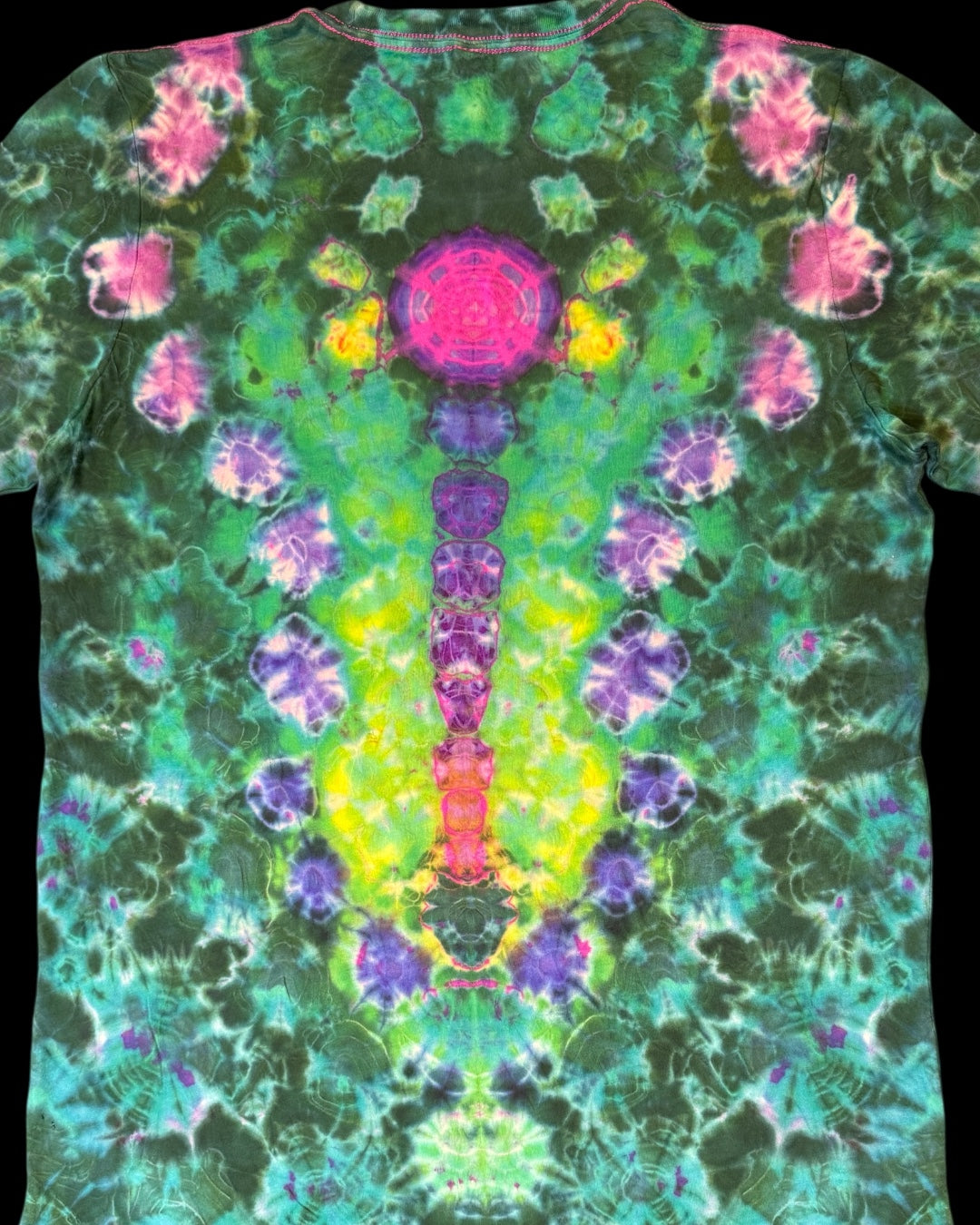 M - pink reverse dyed phthalo green kenney style tee