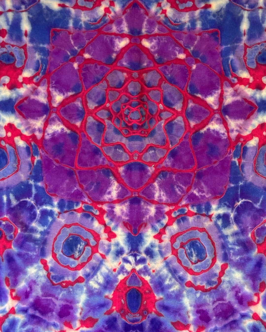 M - red reverse dyed mandala long sleeve tee