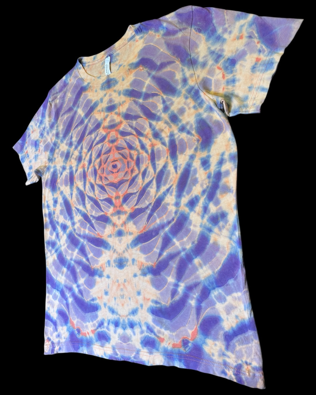 L - orange reverse dyed lilac mandala tee