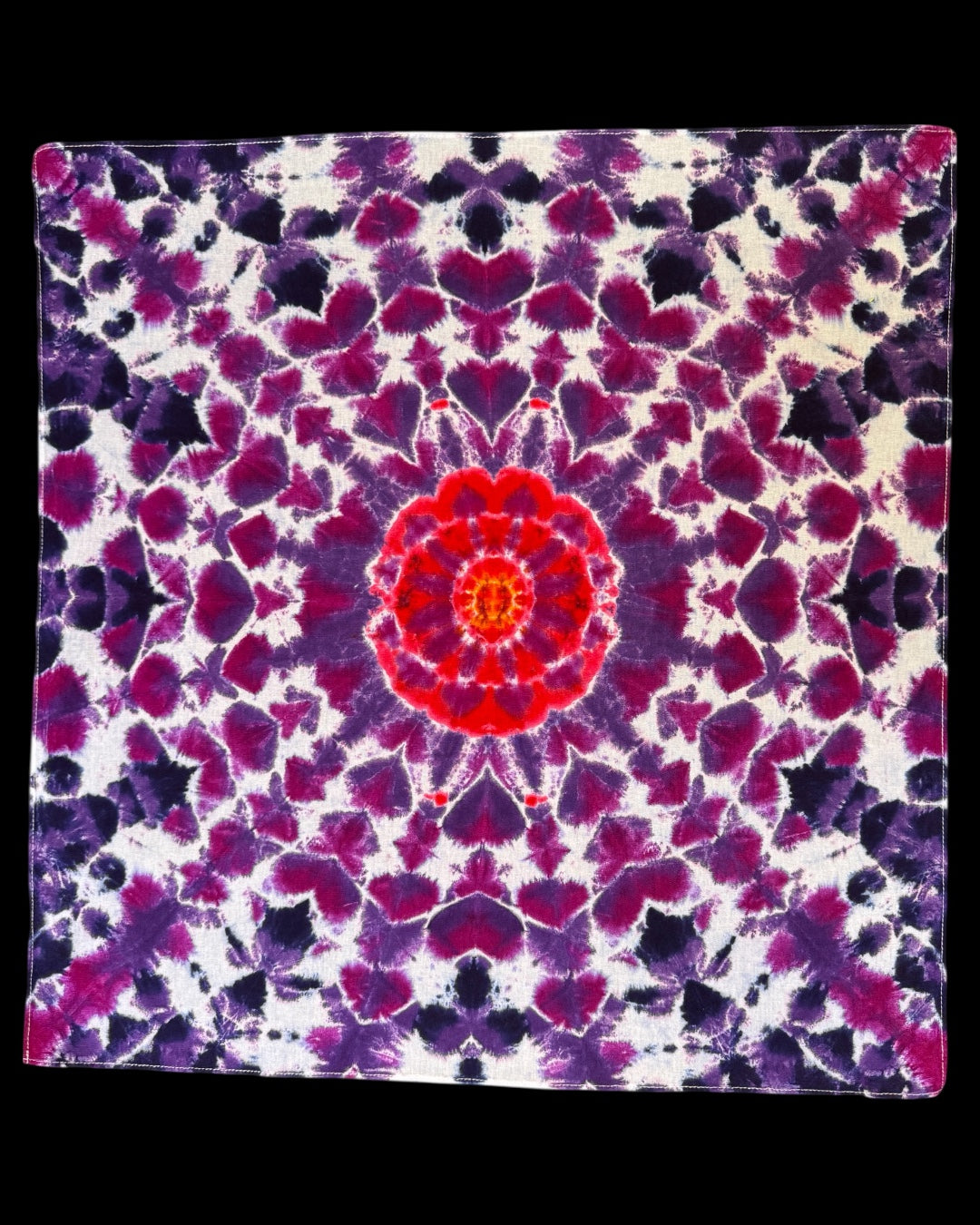 liquid dyed poppy flower mandala bandana