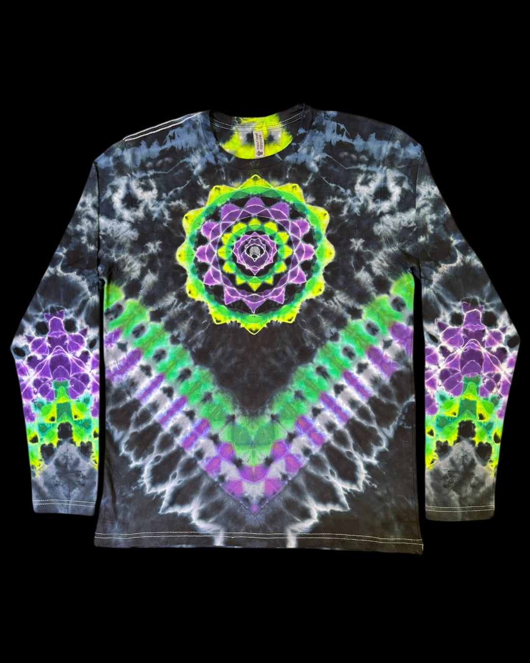 L - liquid dyed mandala chevron combo long sleeve tee