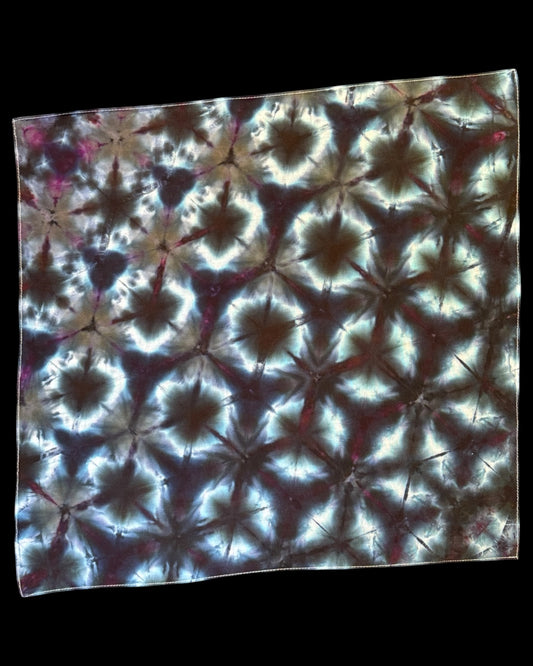 ice dyed raven snow flower shibori bandana