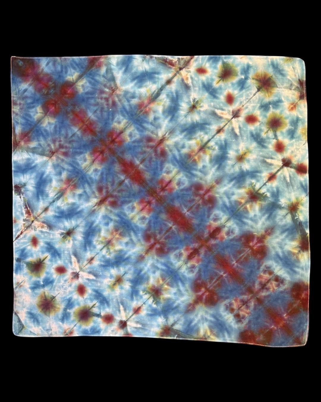 ice dyed alchemist and electric blue shibori bandana