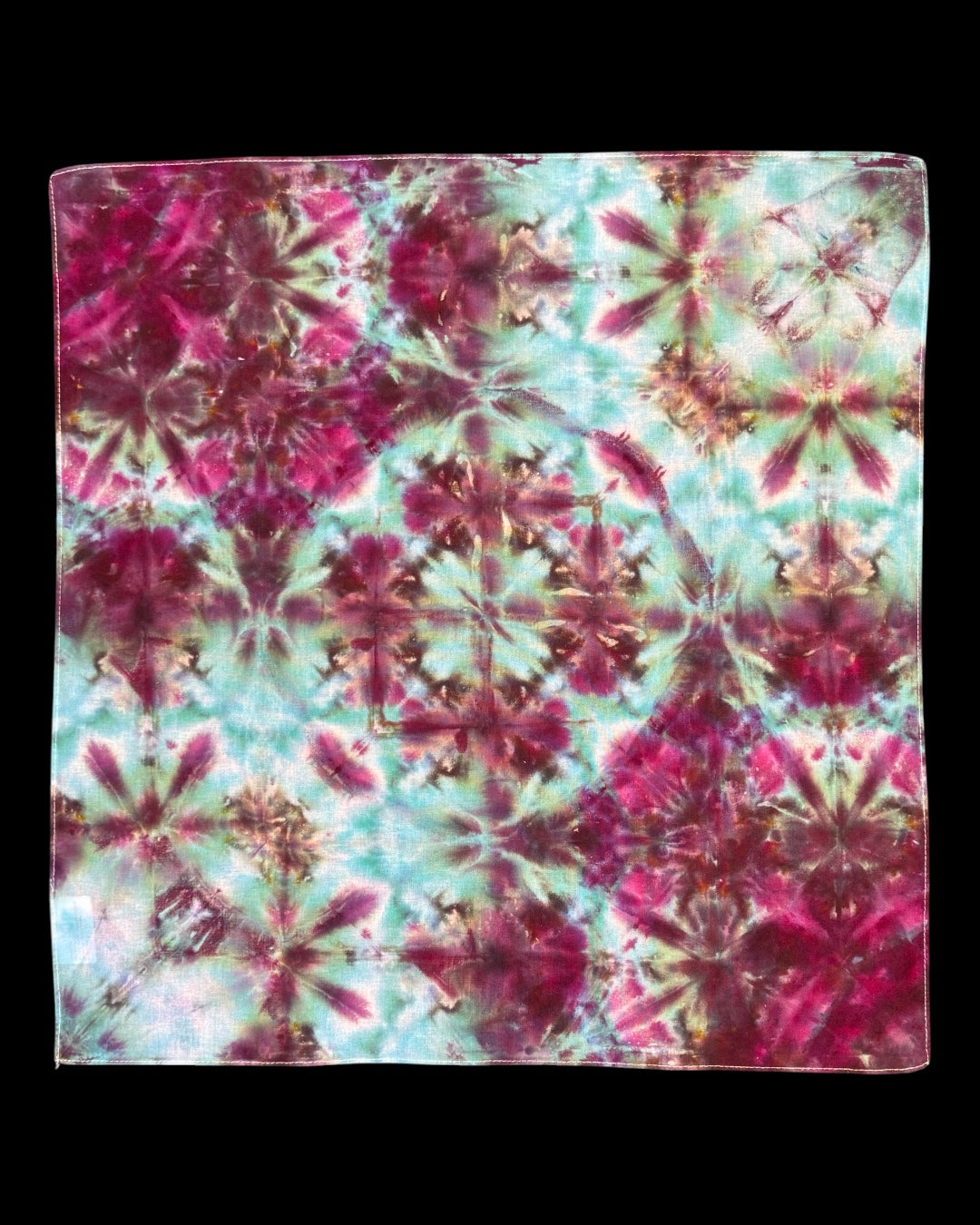 ice dyed 4way diamond shibori style bandana