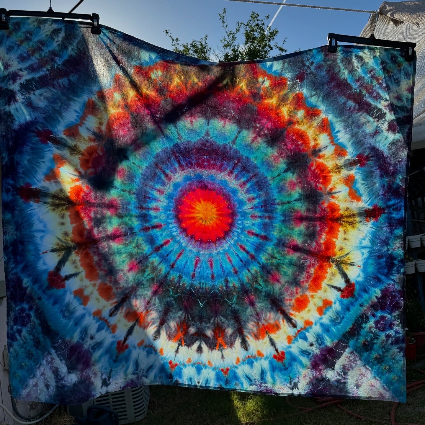 ice dyed mandala tapestry - 50” x 50”