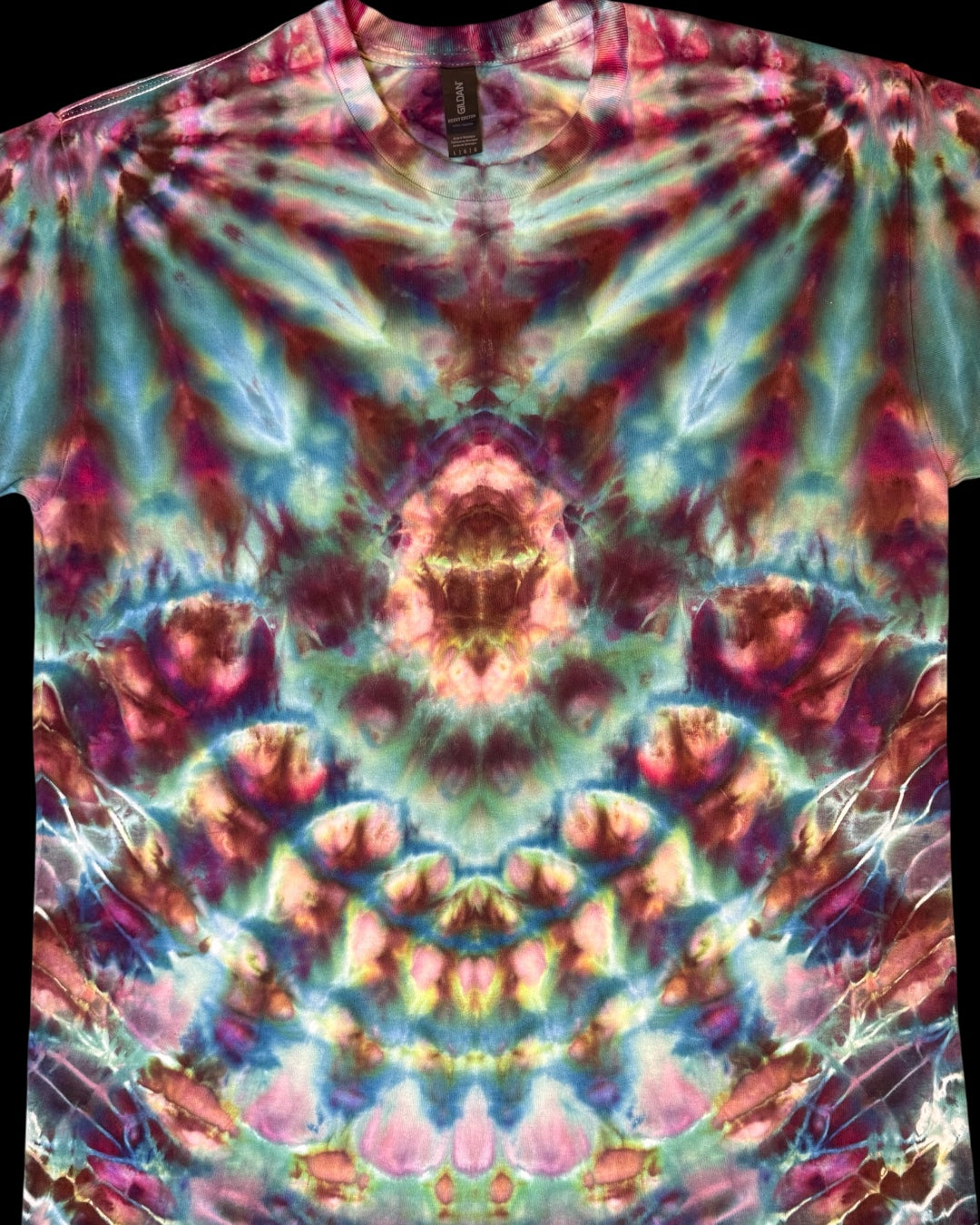 L - ice dyed kaleidoscope mindbender cosmic roll and mandala combo tee