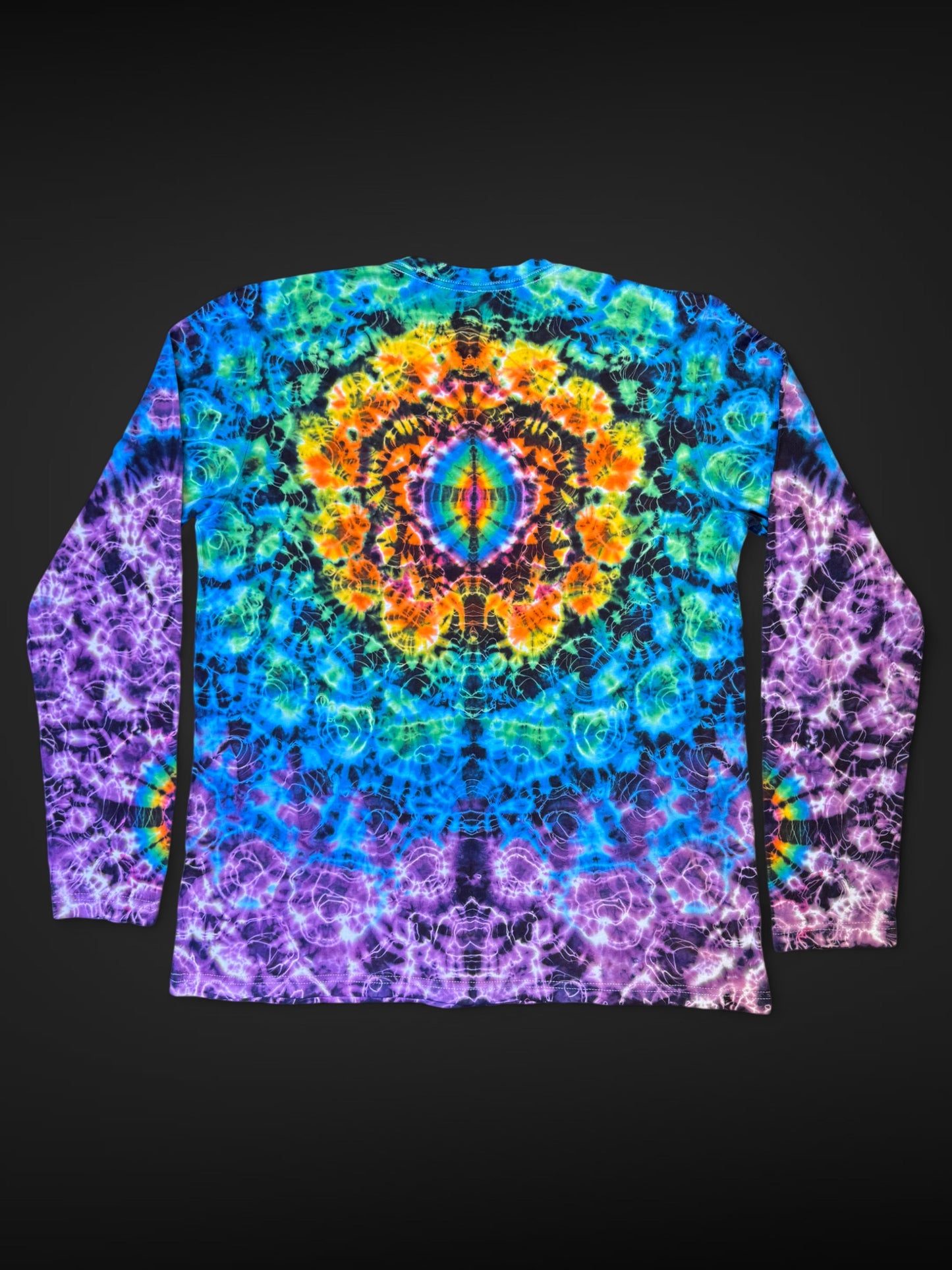 L - long sleeve rainbow kenney style tee