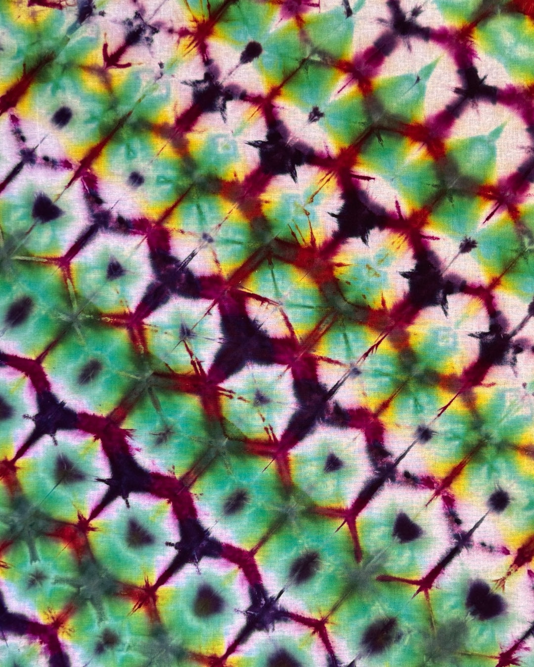 ice dyed multicolor sekka shibori bandana