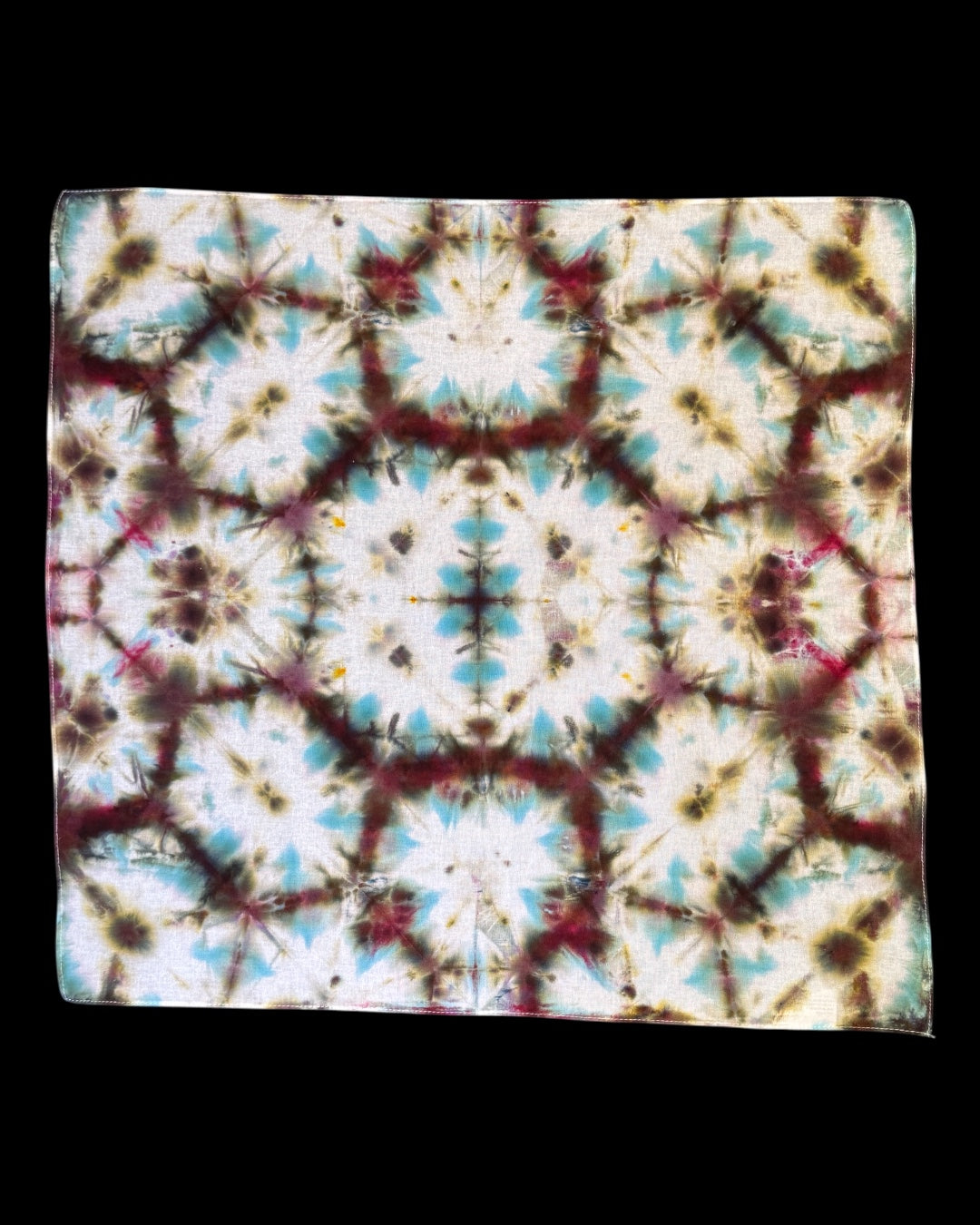 ice dyed shiitake mushroom and peony pink shibori bandana