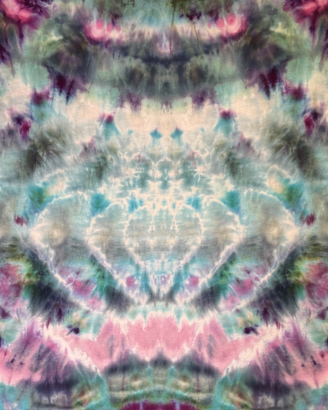 XL - ladies’ fit ice dyed mirrored cosmic rolled boxy cropped tee