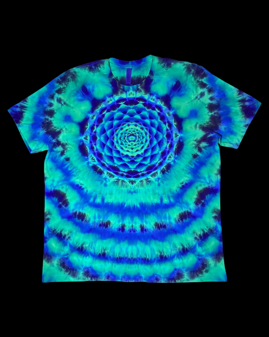 XL - UV reactive rainbow mandala and cosmic roll combo tee