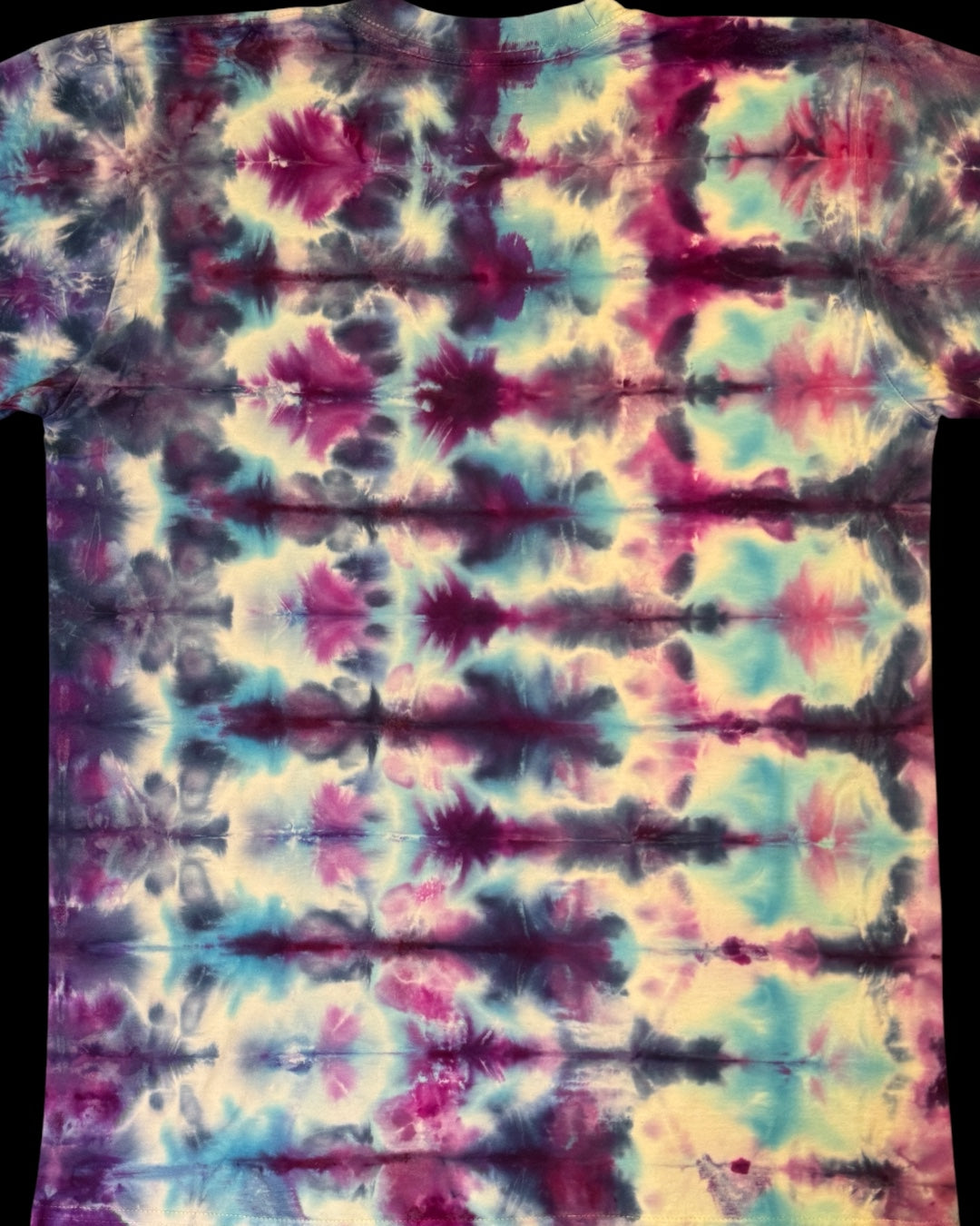 M - ice dyed blue and magenta sekka shibori tee