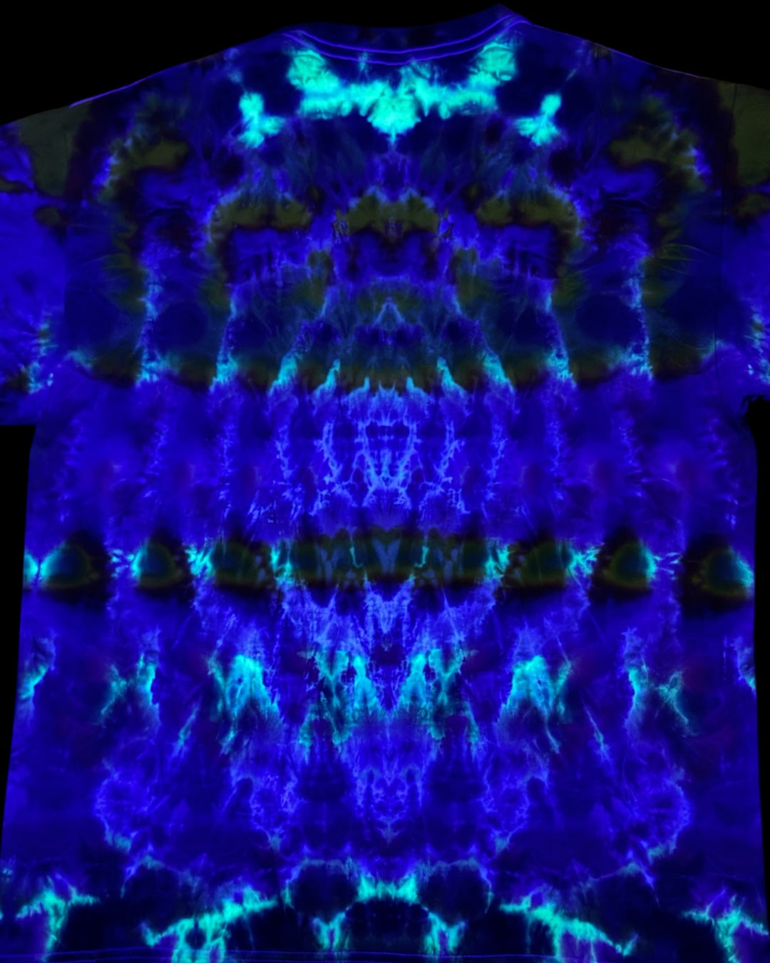 L - liquid dyed lime and black cherry mandala cosmic egg combo tee