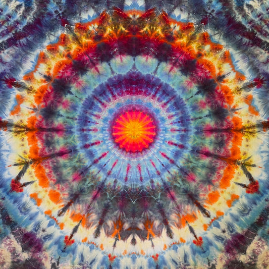 ice dyed mandala tapestry - 50” x 50”