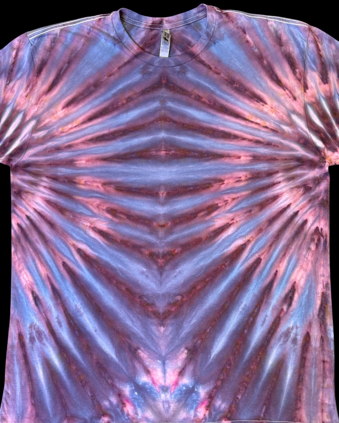 XL - ice dyed ‘blue hour’ mirrored fan fold logo tee