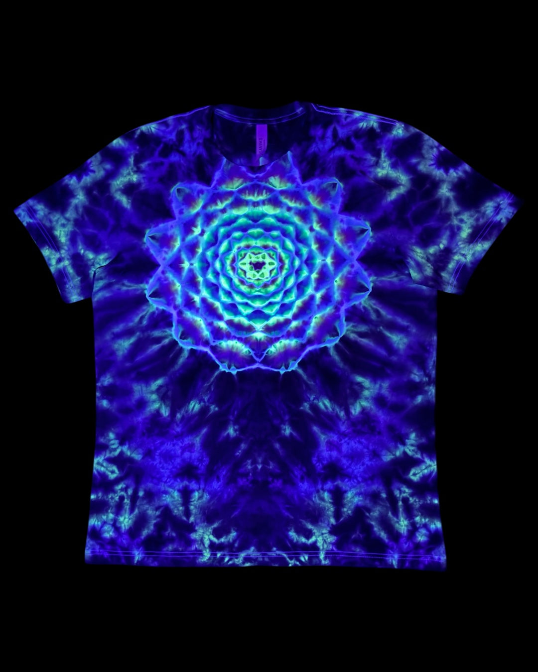 L - UV reactive mandala with dala-spine tee