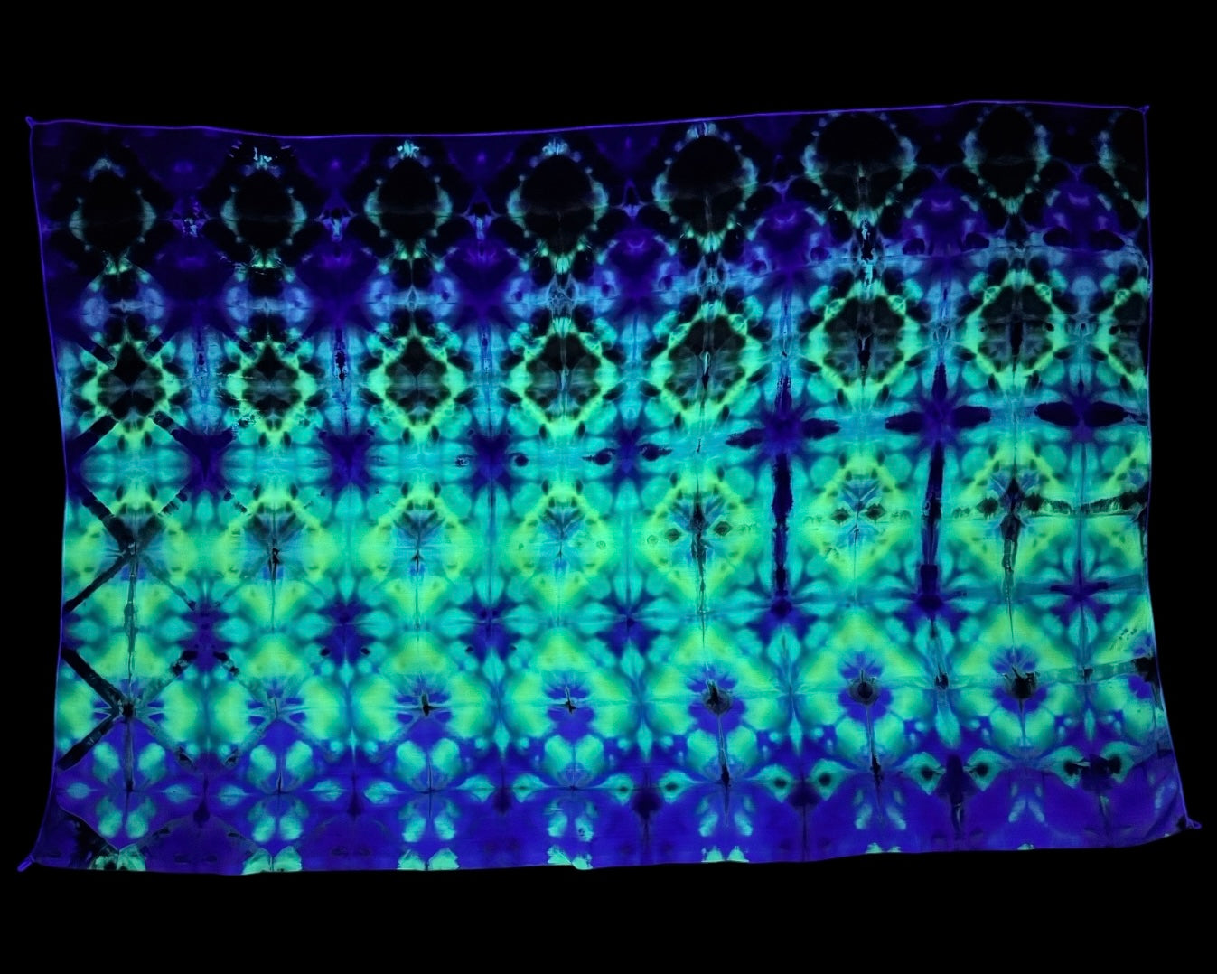UV reactive shibori style small sized tapestry