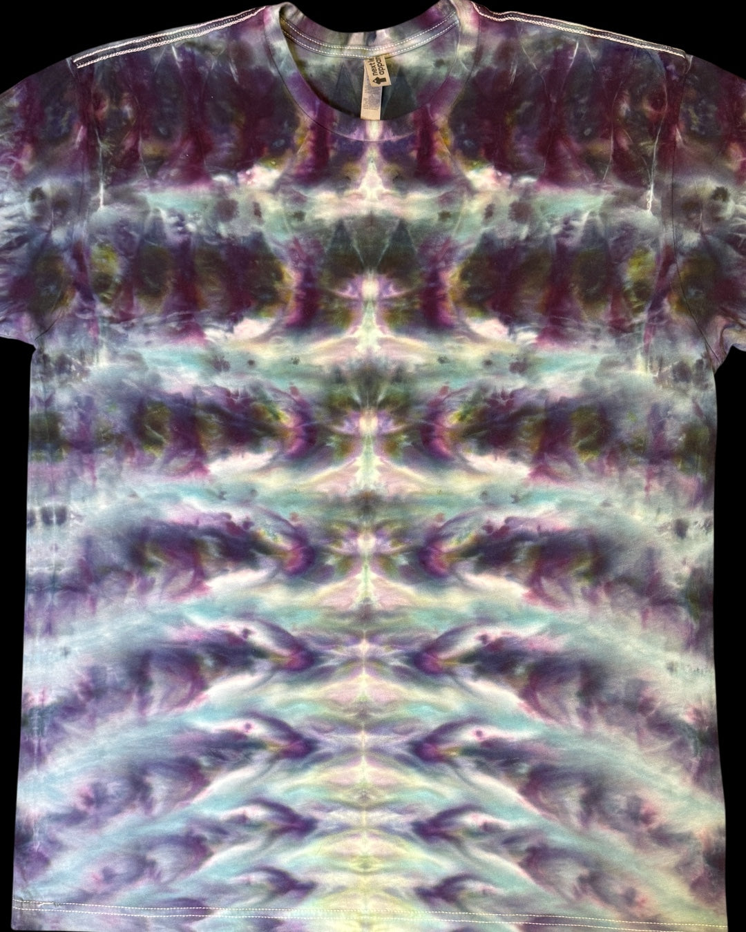 XL - ice dyed mirrored vertical cosmic rolled logo tee