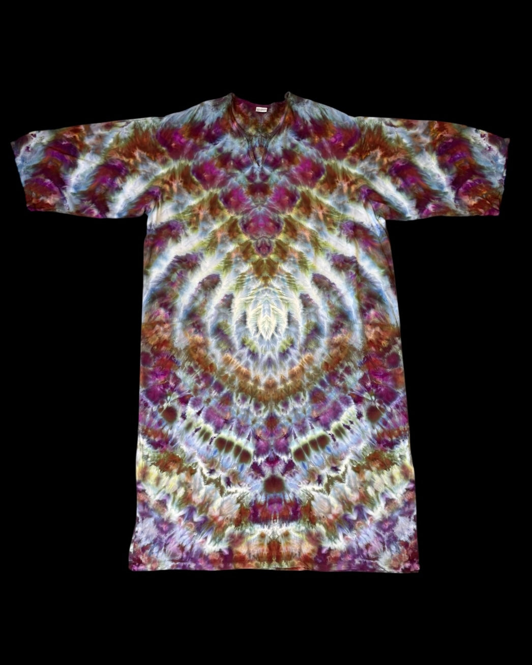 L - ice dyed mirrored cosmic rolled rayon kaftan