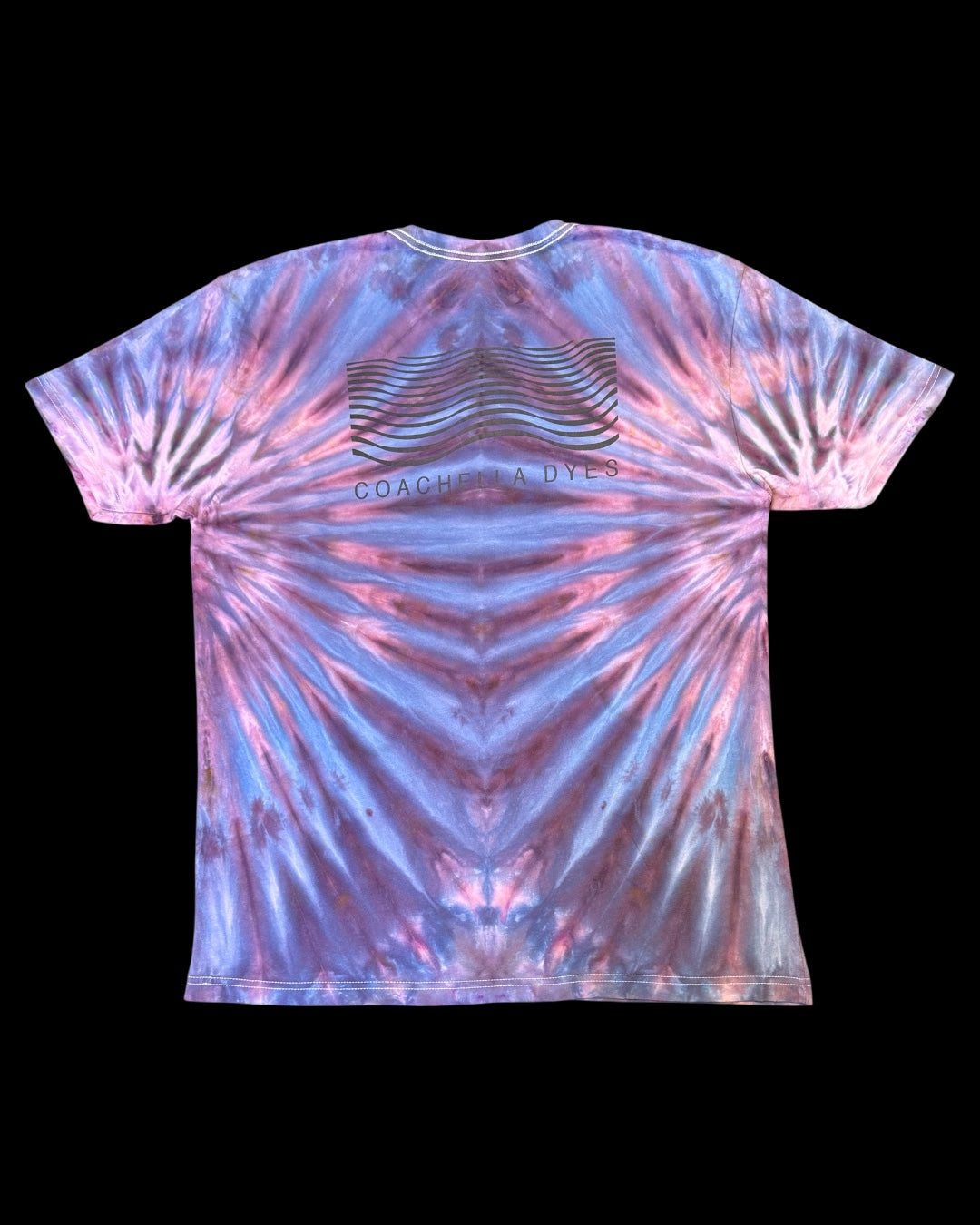 XL - ice dyed ‘blue hour’ mirrored fan fold logo tee