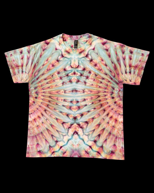 L - ice dyed black opal northern lights mirrored fan fold tee