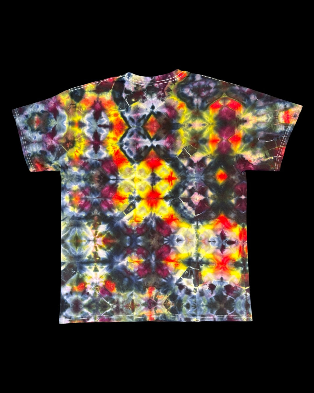 L - ice dyed fiery glitchy glitch tee
