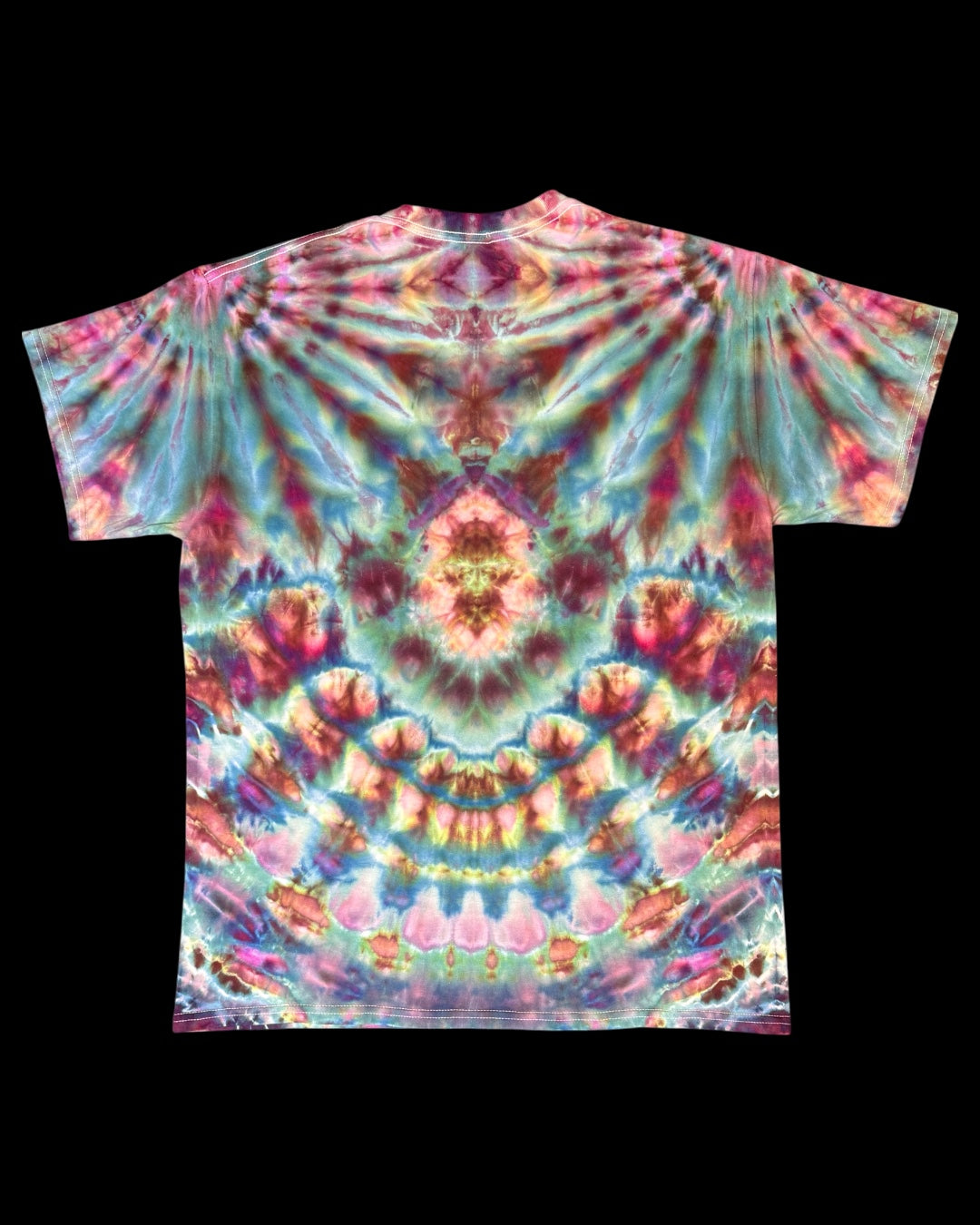 L - ice dyed kaleidoscope mindbender cosmic roll and mandala combo tee
