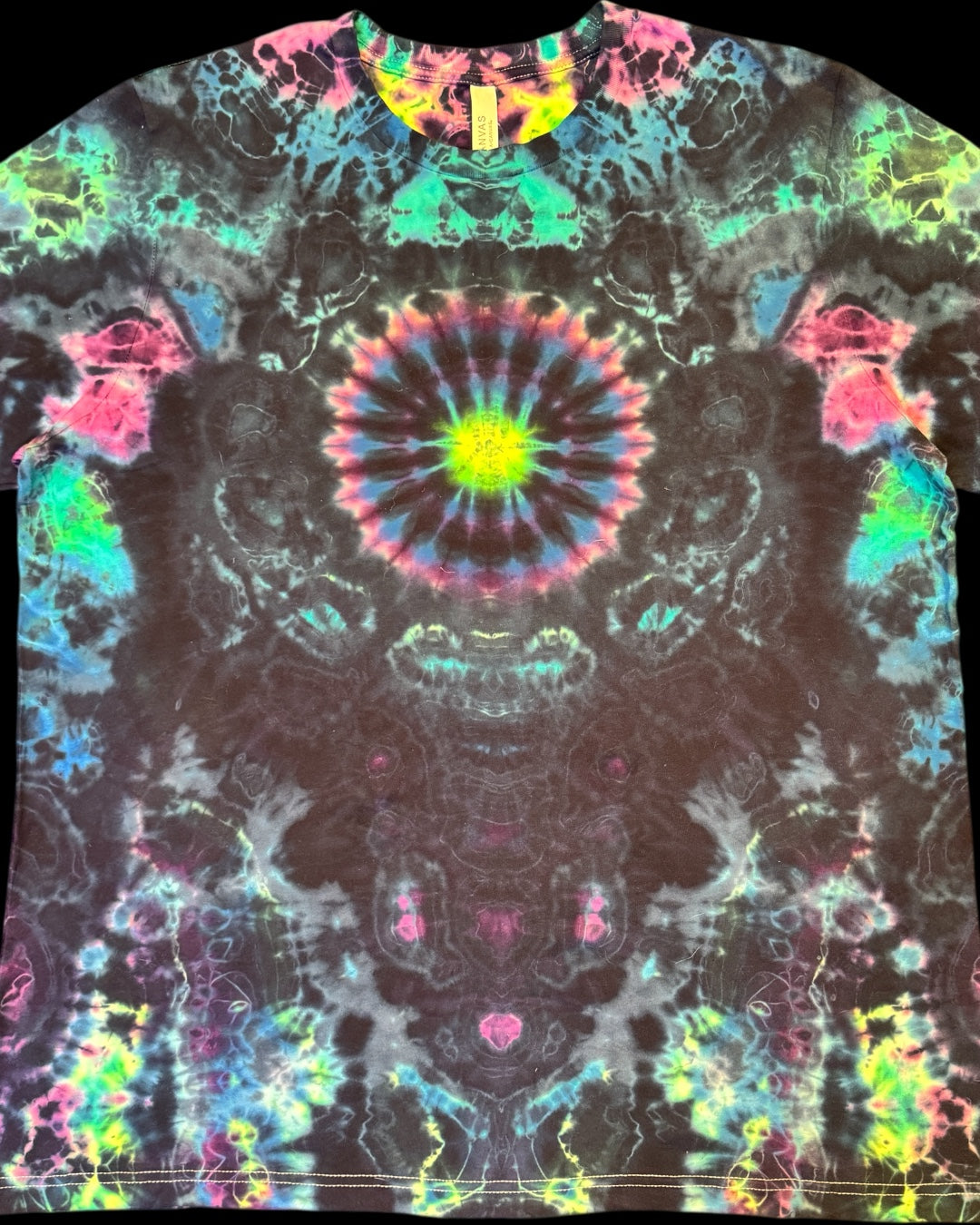 XL - navy overdyed mandala, kenney, trip combo tee with glowing spine