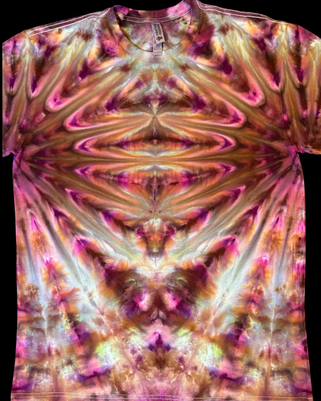 L - gravity ice dyed fiery fan fold tee
