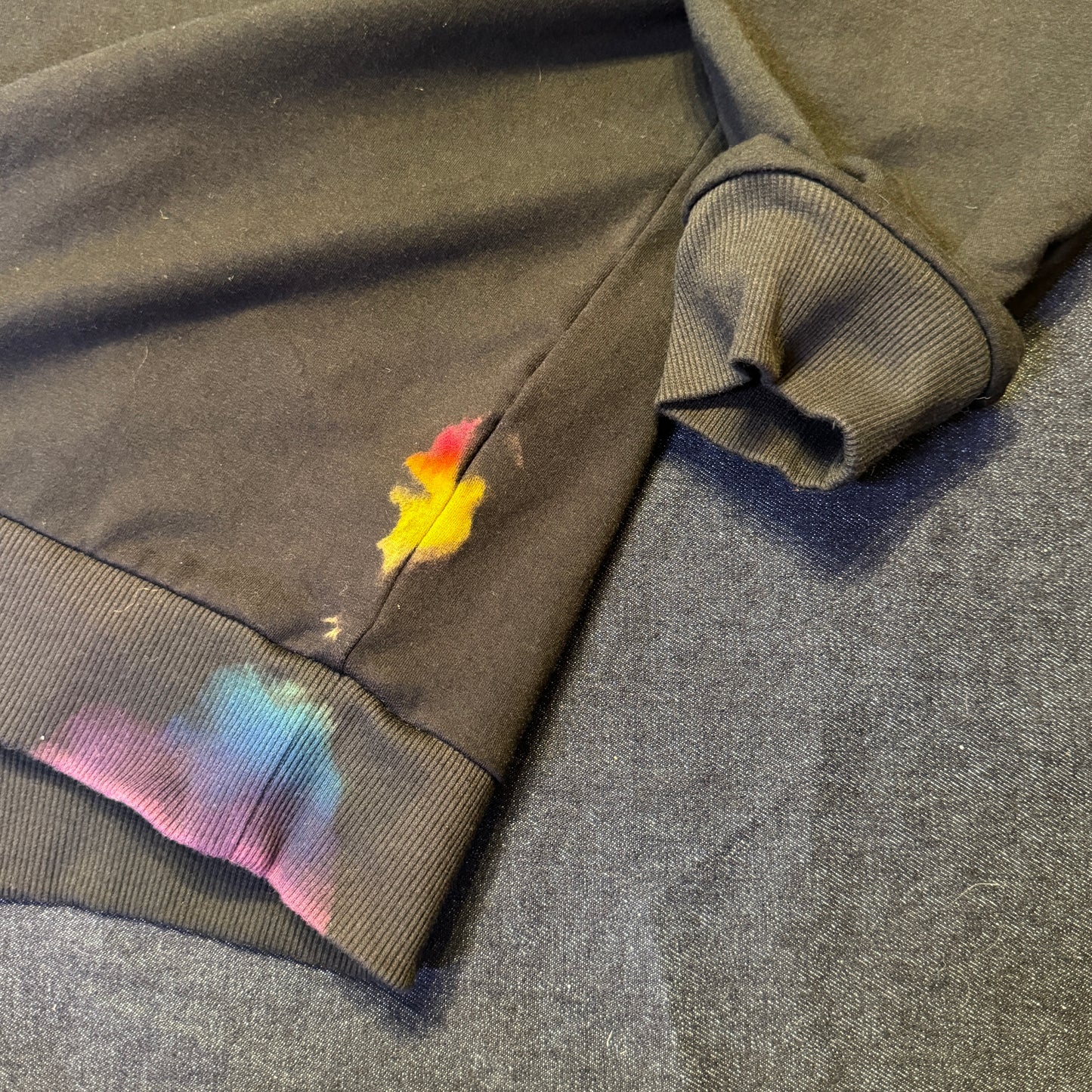 L - reverse dyed rainbow hoodie