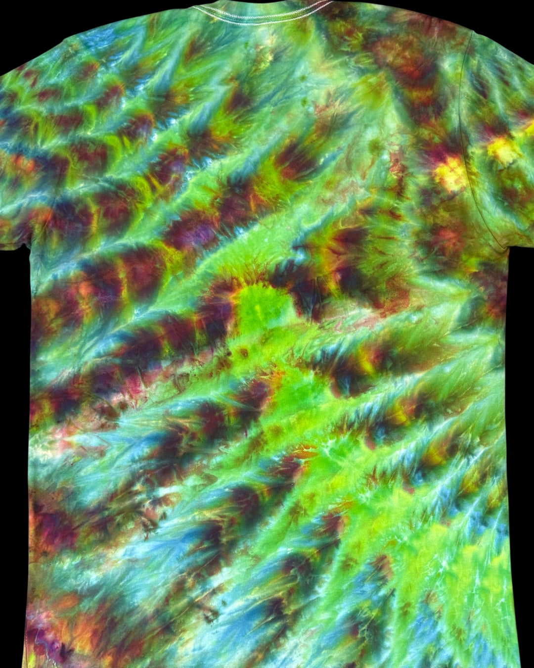 L - ice dyed electric green mindbender cosmic roll tee