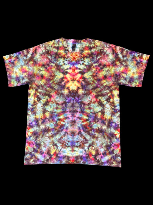 L - ice dyed pseudo rainbow mirrored scrunch tee