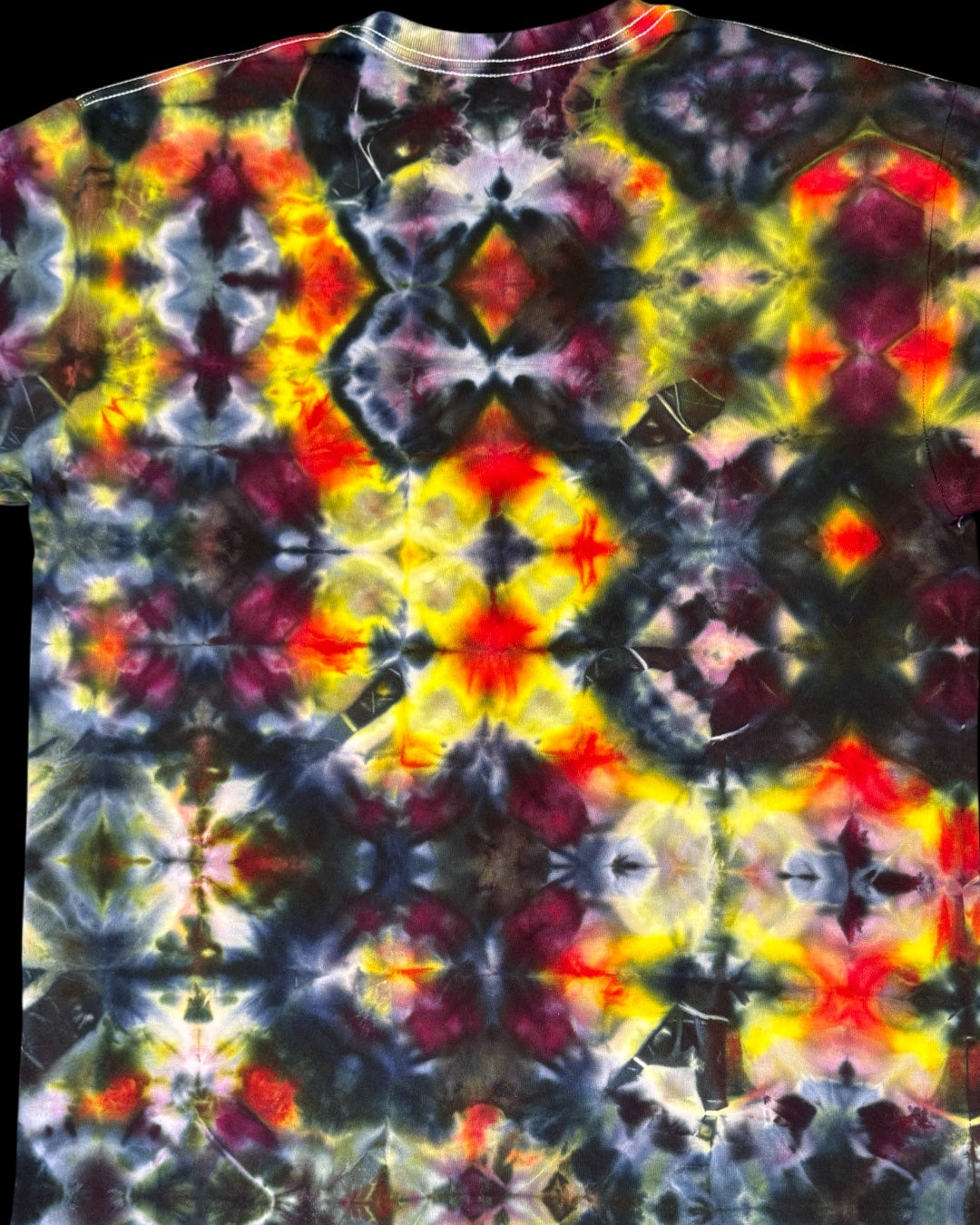 L - ice dyed fiery glitchy glitch tee