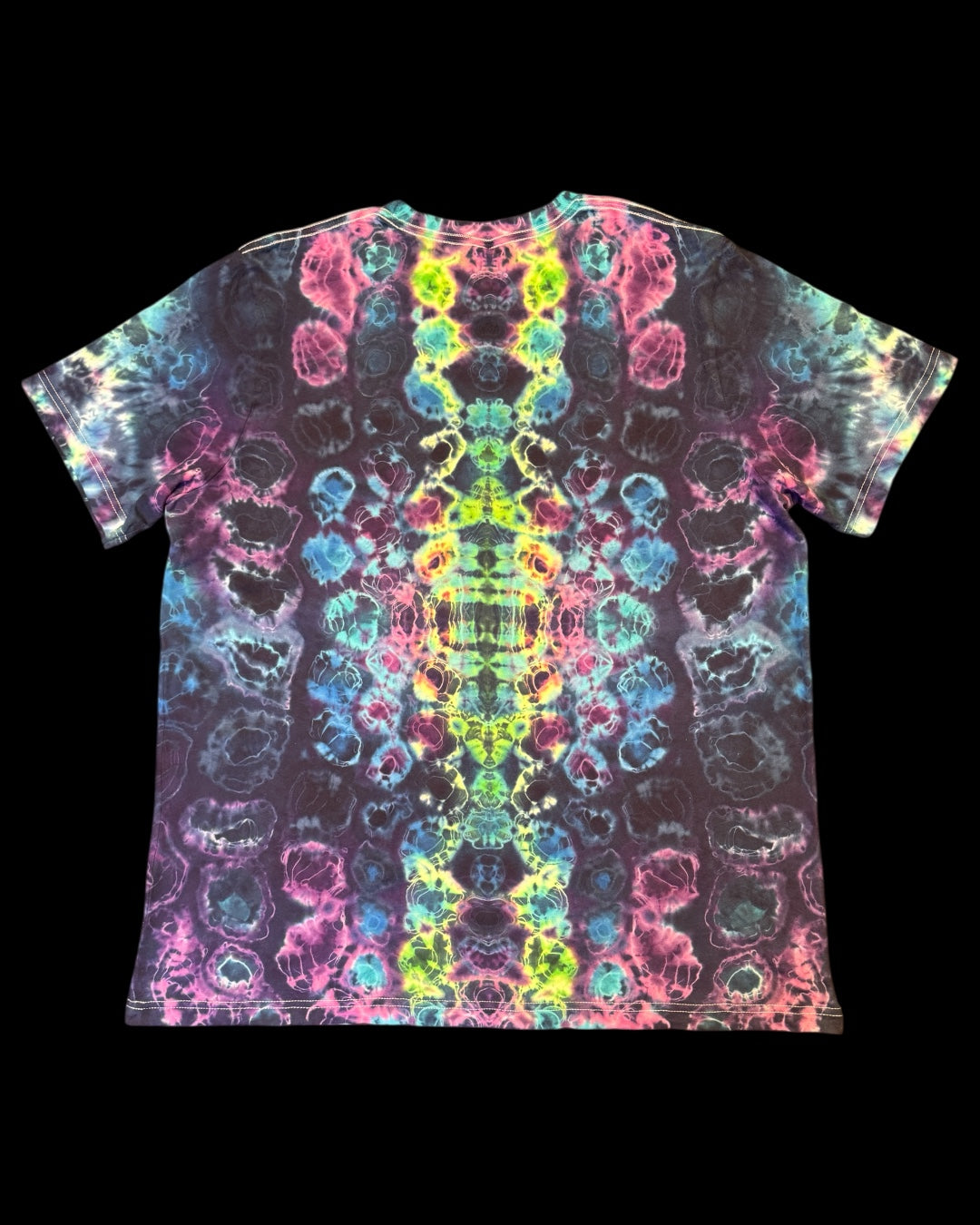 XL - navy overdyed mandala, kenney, trip combo tee with glowing spine