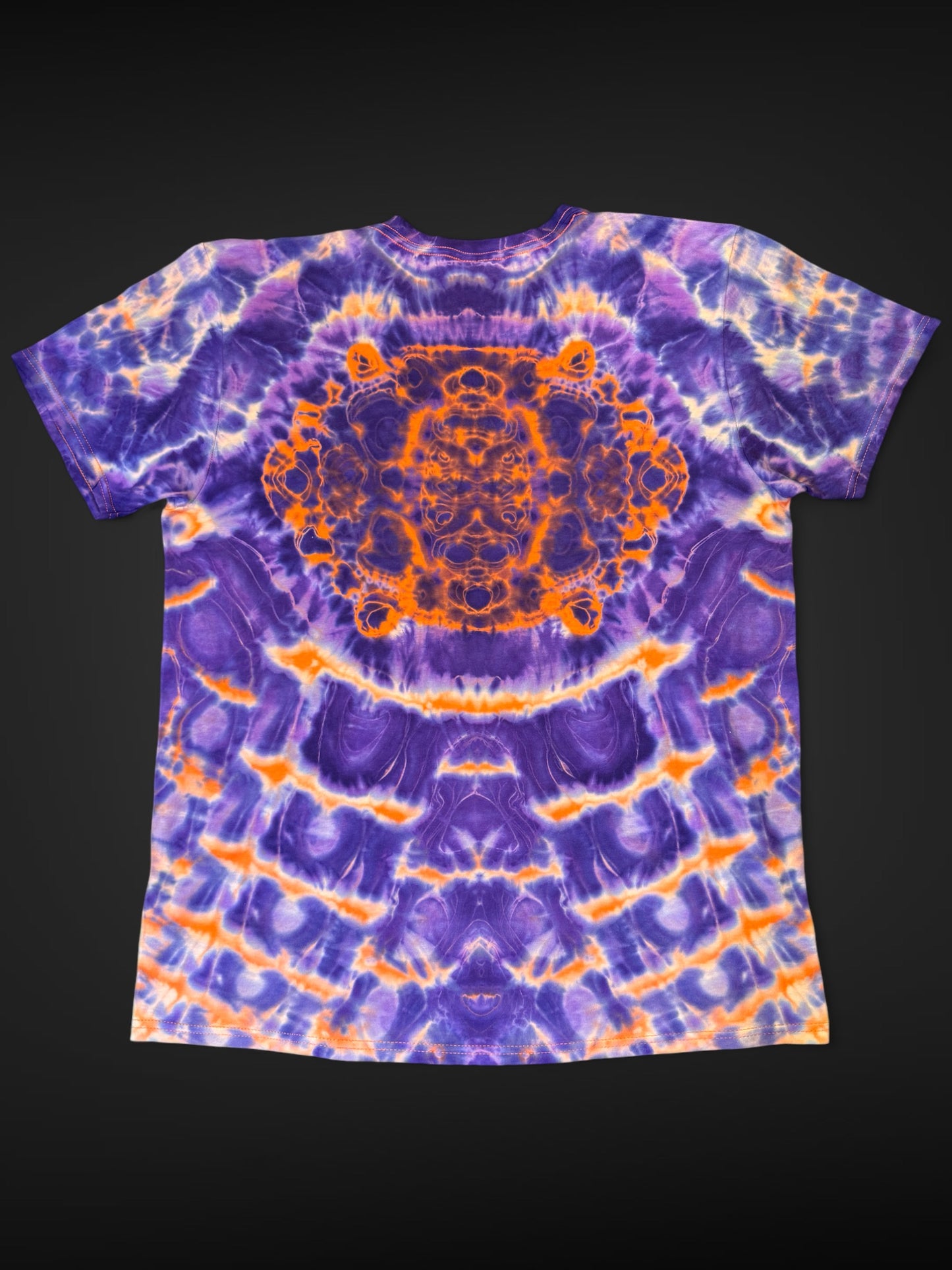 L - orange reverse dyed kenney style cosmic combo tee