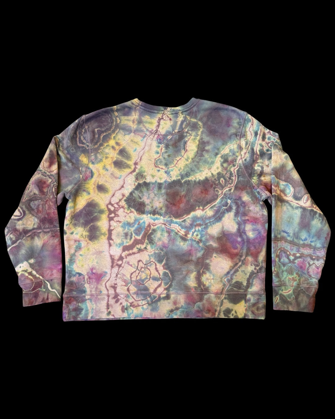 XXL - chocolate brown reversed ice dyed geode pullover sweatshirt