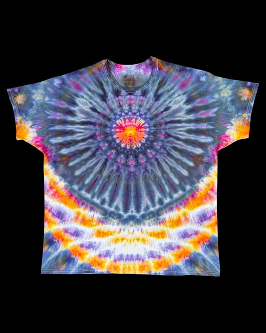 XXL - ice dyed spicy desert sunset mandala and cosmic roll combo tee
