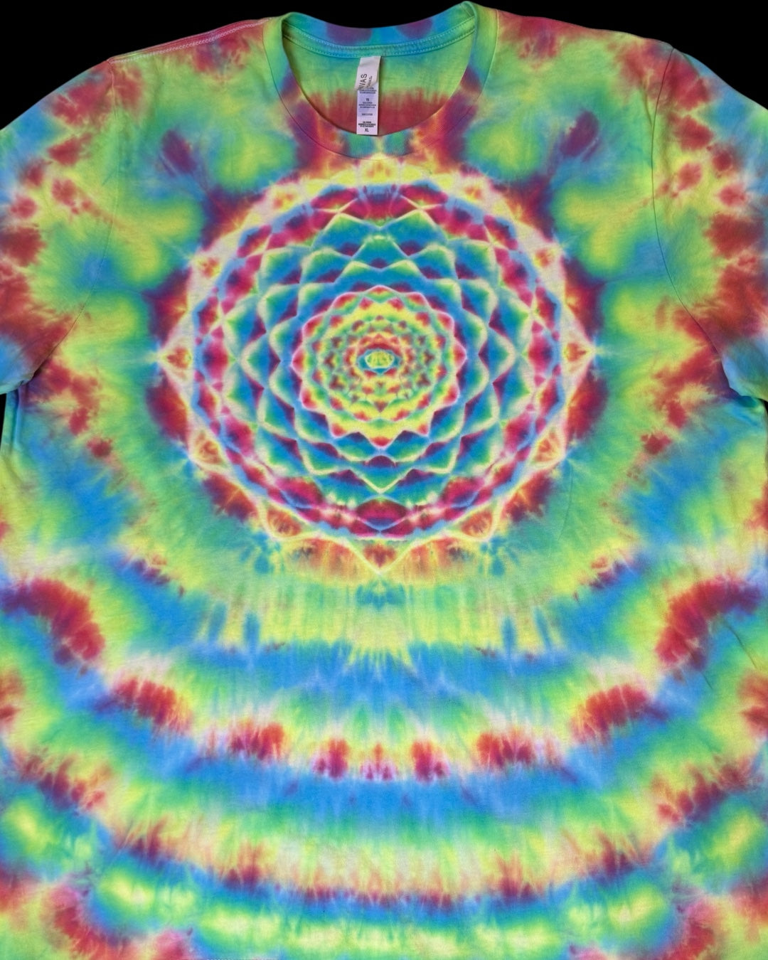 XL - UV reactive rainbow mandala and cosmic roll combo tee