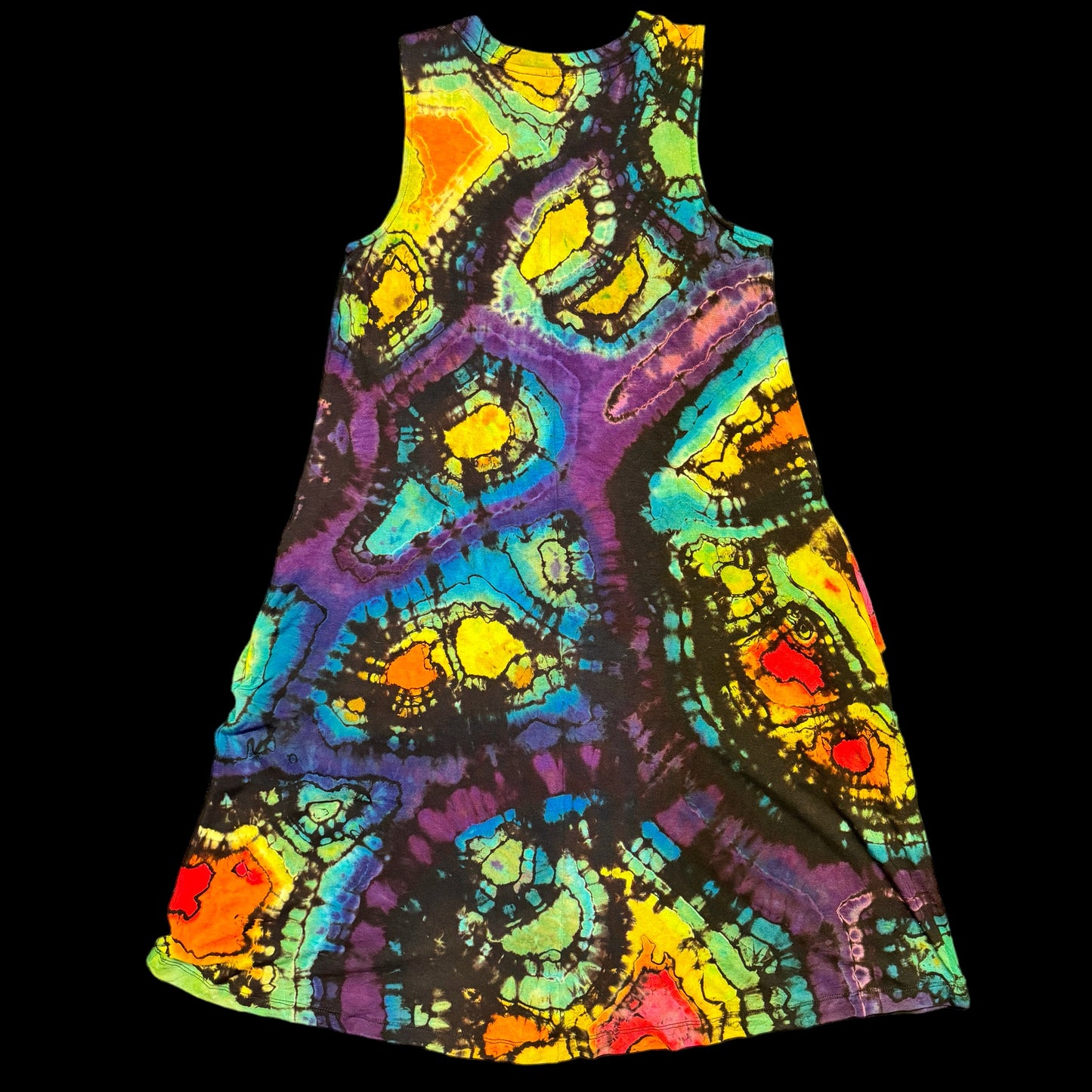 S - reverse dyed geode style dress in rainbows