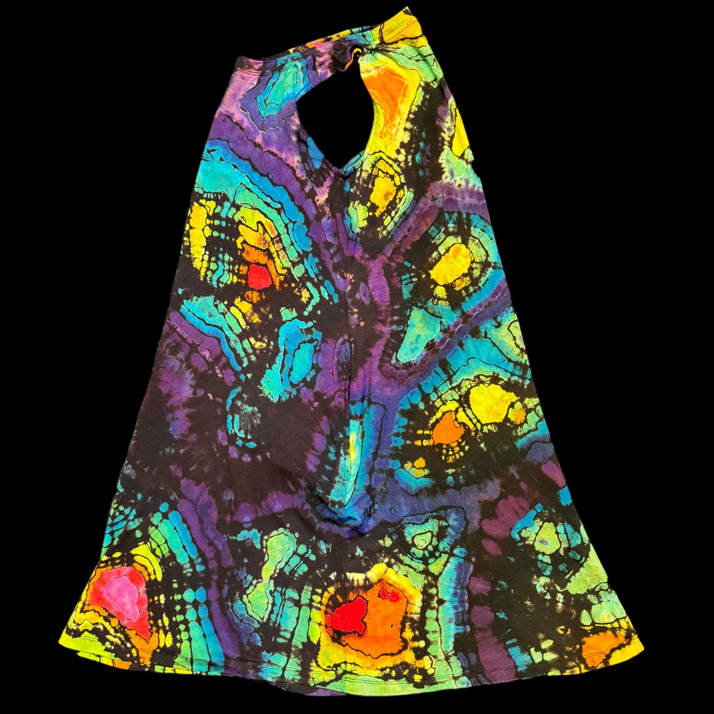 S - reverse dyed geode style dress in rainbows