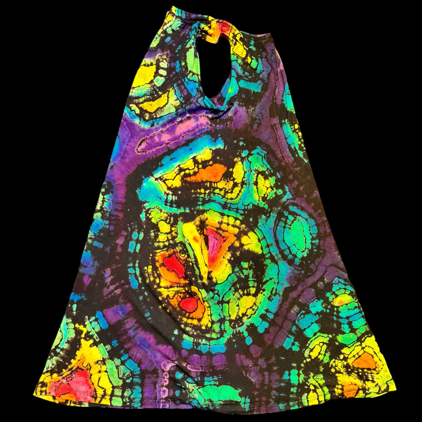 S - reverse dyed geode style dress in rainbows