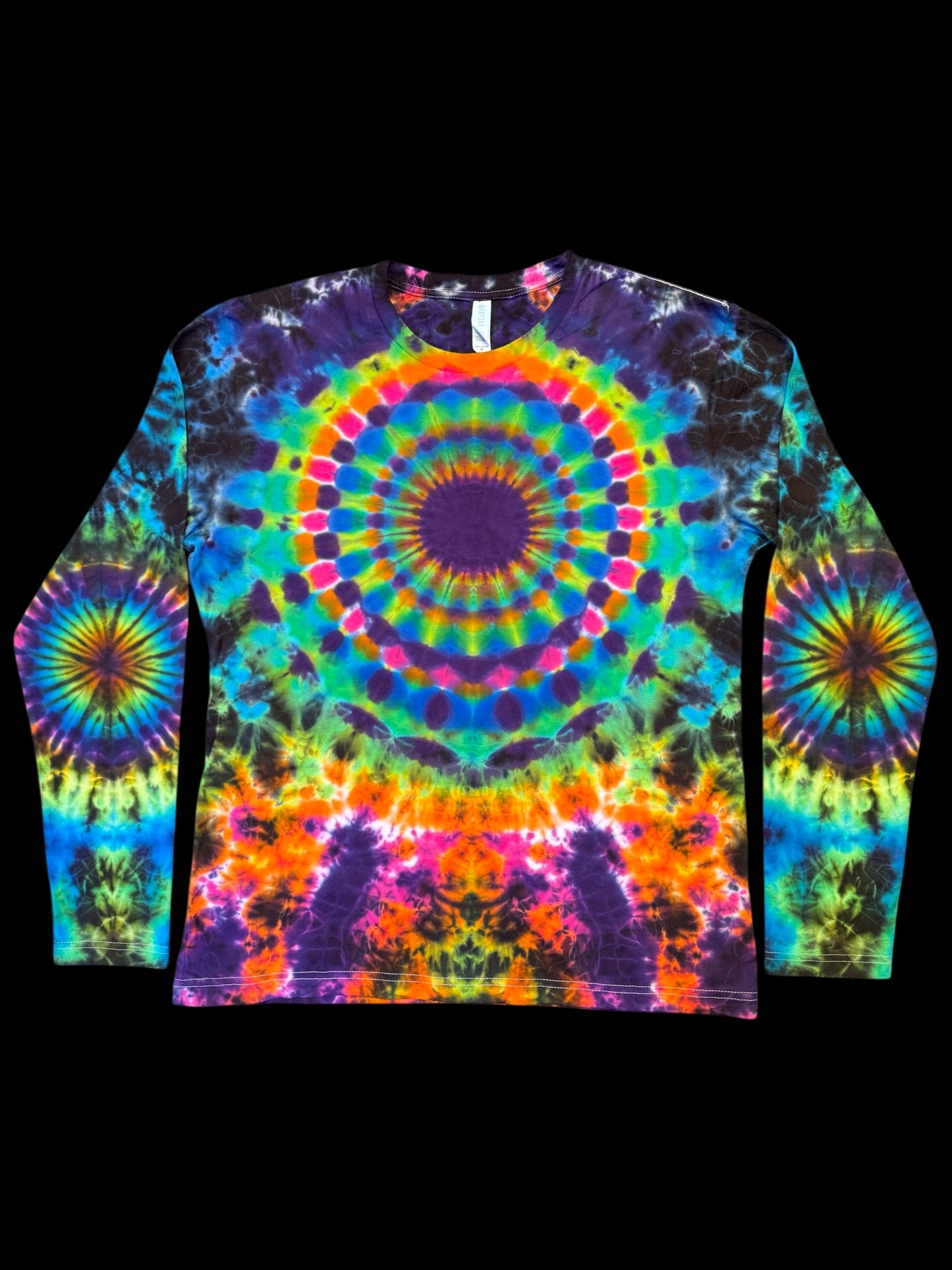 M - rainbow mandala, trip and kenney style combo long sleeve tee