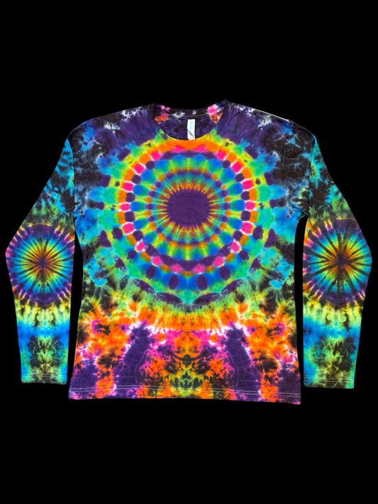 M - rainbow mandala, trip and kenney style combo long sleeve tee