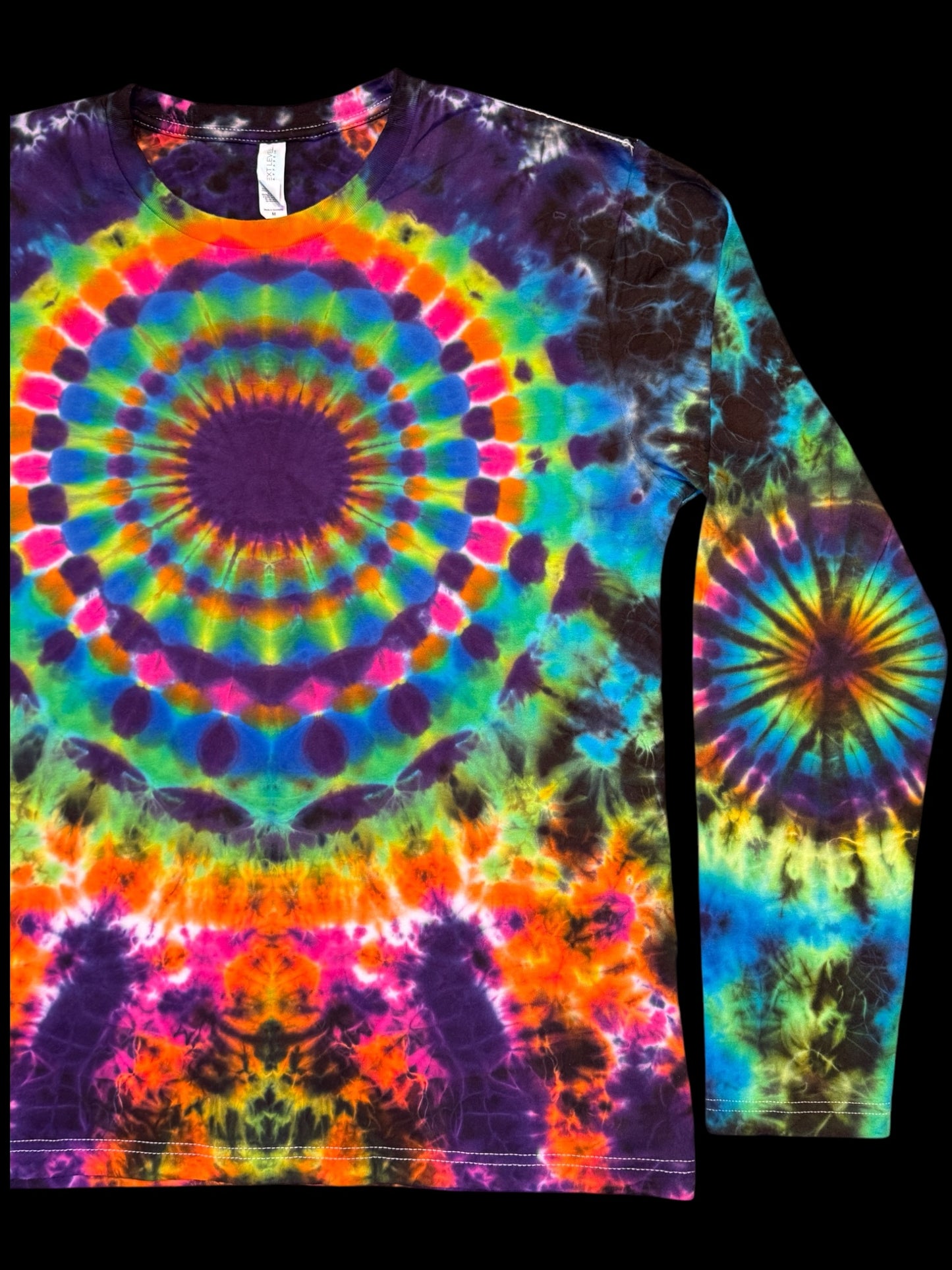 M - rainbow mandala, trip and kenney style combo long sleeve tee