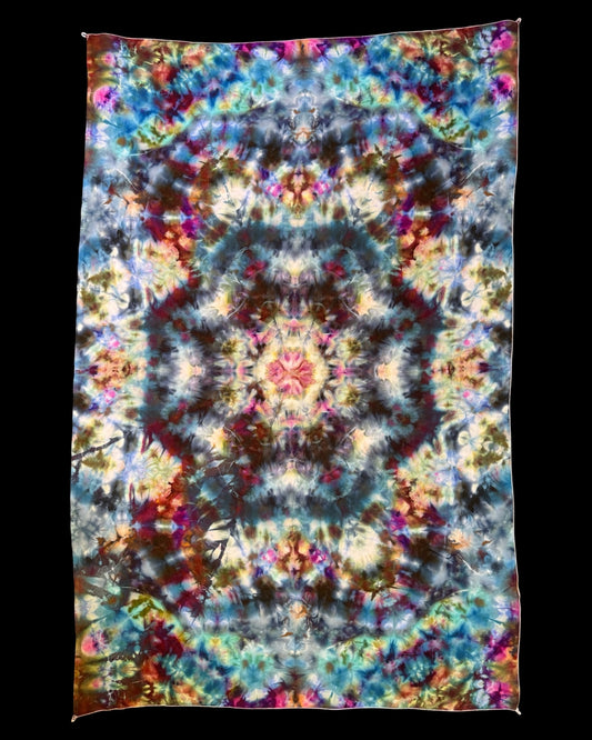 ice dyed multicolor mandala tapestry