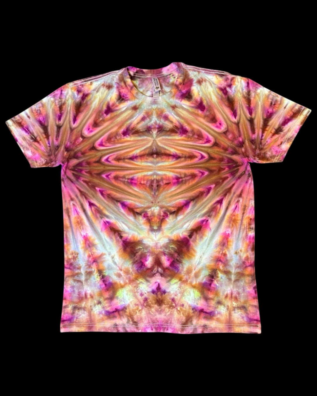 L - gravity ice dyed fiery fan fold tee
