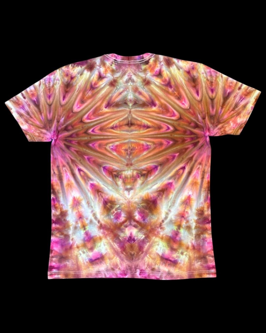 L - gravity ice dyed fiery fan fold tee