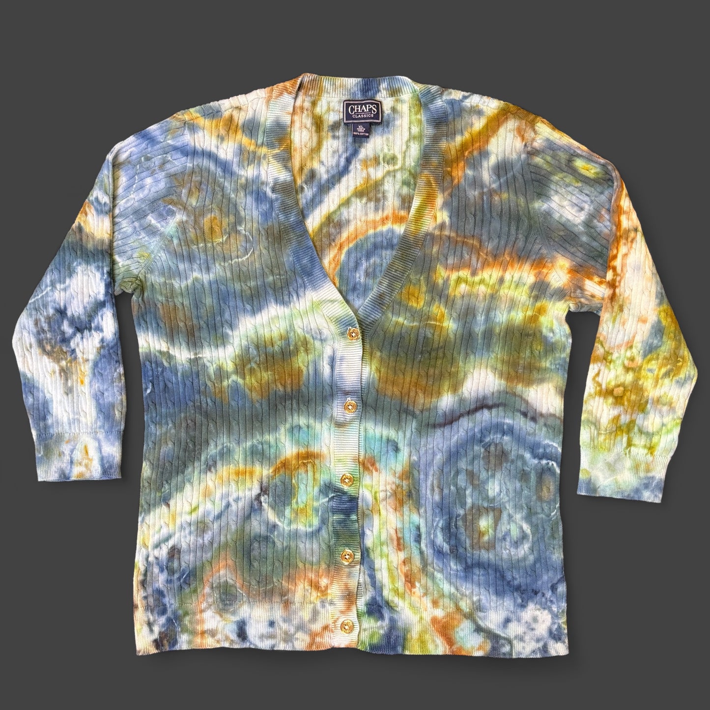 XL - upcycled ice dyed geode cardigan